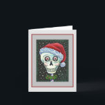 DODE HOOFD SANTA SKULL, CHRISTMAS SKELETON HUMOR FEESTDAGEN KAART<br><div class="desc">PERFECT FOR SKELLY LOVERS. COLORFUL SKULL,  WREATH EN PEPPERMINTS KAART/ENVELOPE leeg *Pas aan ... .Zoek overeenkomende items Susan Brack-Design</div>