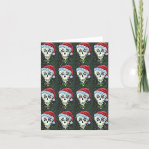 DODE HOOFD SANTA SKULL, CHRISTMAS SKELETON HUMOR FEESTDAGEN KAART
