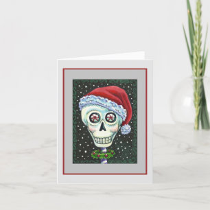 DODE HOOFD SANTA SKULL, CHRISTMAS SKELETON HUMOR FEESTDAGEN KAART