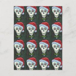 DODE HOOFD SANTA SKULL, CHRISTMAS SKELETON HUMOR FEESTDAGENKAART
