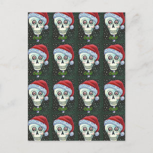 DODE HOOFD SANTA SKULL, CHRISTMAS SKELETON HUMOR FEESTDAGENKAART