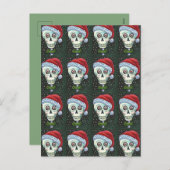 DODE HOOFD SANTA SKULL, CHRISTMAS SKELETON HUMOR FEESTDAGENKAART (Voorkant / Achterkant)