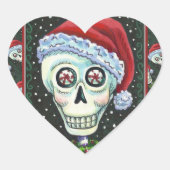DODE HOOFD SANTA SKULL, CHRISTMAS SKELETON HUMOR HART STICKER (Voorkant)