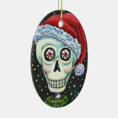 DODE HOOFD SANTA SKULL, CHRISTMAS SKELETON HUMOR KERAMISCH ORNAMENT (Rechts)