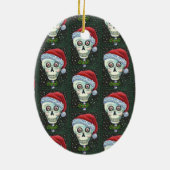DODE HOOFD SANTA SKULL, CHRISTMAS SKELETON HUMOR KERAMISCH ORNAMENT (Achterkant)