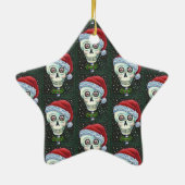 DODE HOOFD SANTA SKULL, CHRISTMAS SKELETON HUMOR KERAMISCH ORNAMENT (Achterkant)