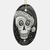DODE HOOFD SANTA SKULL, CHRISTMAS SKELETON HUMOR KERAMISCH ORNAMENT (Rechts)