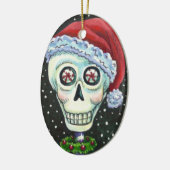 DODE HOOFD SANTA SKULL, CHRISTMAS SKELETON HUMOR KERAMISCH ORNAMENT (Links)