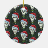 DODE HOOFD SANTA SKULL, CHRISTMAS SKELETON HUMOR KERAMISCH ORNAMENT (Achterkant)