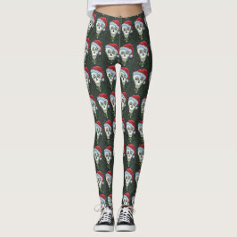 DODE HOOFD SANTA SKULL, CHRISTMAS SKELETON HUMOR LEGGINGS