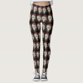 DODE HOOFD SANTA SKULL, CHRISTMAS SKELETON HUMOR LEGGINGS (Voorkant)