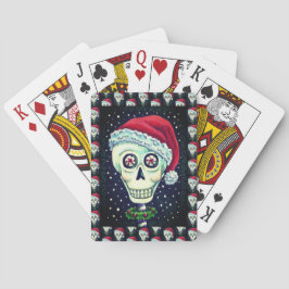 DODE HOOFD SANTA SKULL, CHRISTMAS SKELETON HUMOR POKERKAARTEN