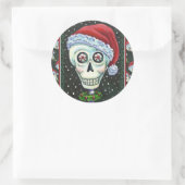 DODE HOOFD SANTA SKULL, CHRISTMAS SKELETON HUMOR RONDE STICKER (Tas)