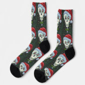 DODE HOOFD SANTA SKULL, CHRISTMAS SKELETON HUMOR SOKKEN (Links)