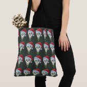 DODE HOOFD SANTA SKULL, CHRISTMAS SKELETON HUMOR TOTE BAG (Dichtbij)