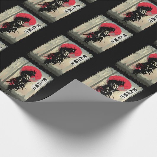 Dode Japanse Samurai Warrior Japan Szwaardveer Cadeaupapier (Hoek)