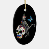 Dode Kat Suikerdodend Skull En Vlinder Keramisch Ornament (Rechts)