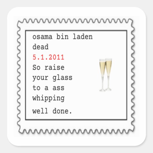 dode osama bin-sticker in beladen toestand vierkante sticker (Voorkant)