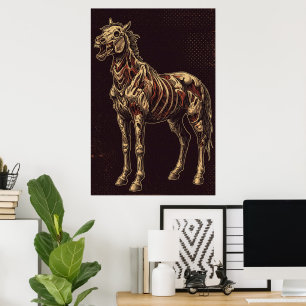 Dode paard tegen een donkere gotische achtergrond poster