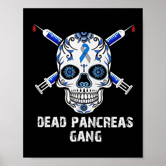 Dode pancreas Gang Skull Diabetes Awareness Poster (Voorkant)