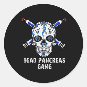 Dode pancreas Gang Skull Diabetes Awareness Ronde Sticker