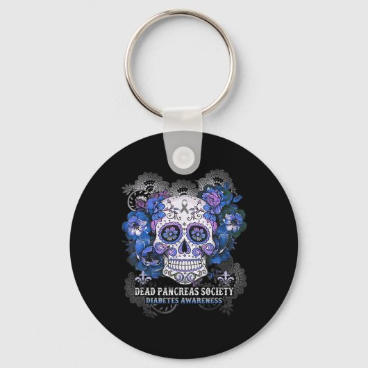 Dode pancreas Society Sugar Skull Diabetes Awarene Sleutelhanger (Voorkant)