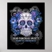 Dode pancreas Society Sugar Skull-diabetes Poster (Voorkant)