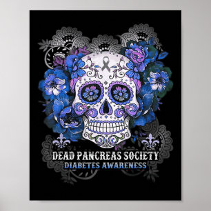 Dode pancreas Society Sugar Skull-diabetes Poster