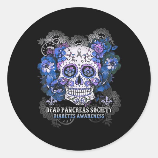 Dode pancreas Society Sugar Skull-diabetes Ronde Sticker (Voorkant)