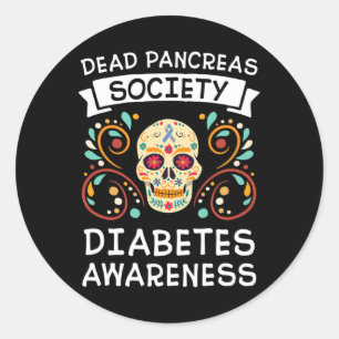 Dode pancreas Society T1D Type 1 Diabetes Awarenes Ronde Sticker