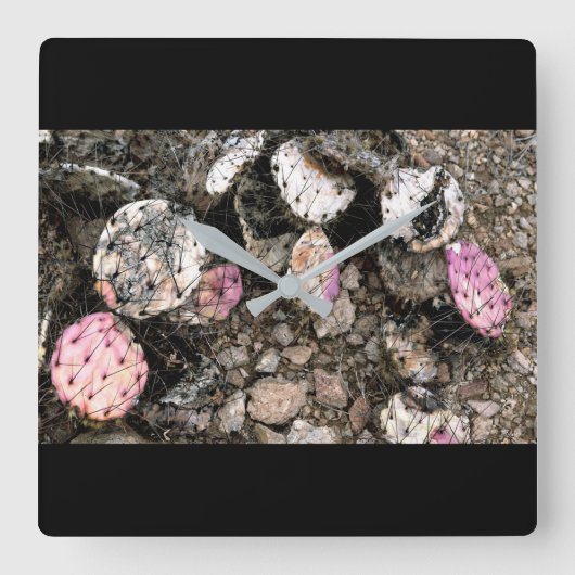Dode roze cactus vierkante klok (Voorkant)