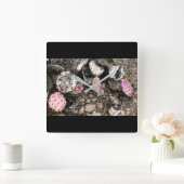 Dode roze cactus vierkante klok (Huis)
