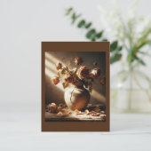 Dode rozen In vaas stijl stilleven foto Briefkaart (Staand voorkant)