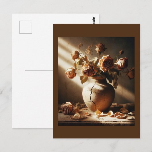 Dode rozen In vaas  stijl stilleven foto Briefkaart (Voorkant / Achterkant)