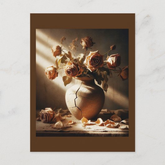 Dode rozen In vaas stijl stilleven foto Briefkaart (Voorkant)