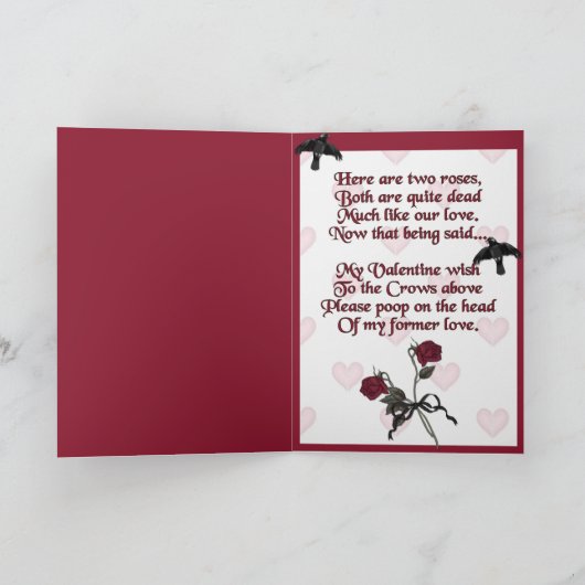 Dode Rozen Valentijn met vers Feestdagen Kaart (Binnen)