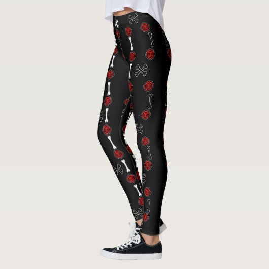 Dode Rozen (zwart met rood) Leggings (Links)