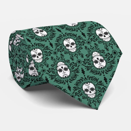 Dode schade - Chic Sugar Skull Stropdas (Opgerold)
