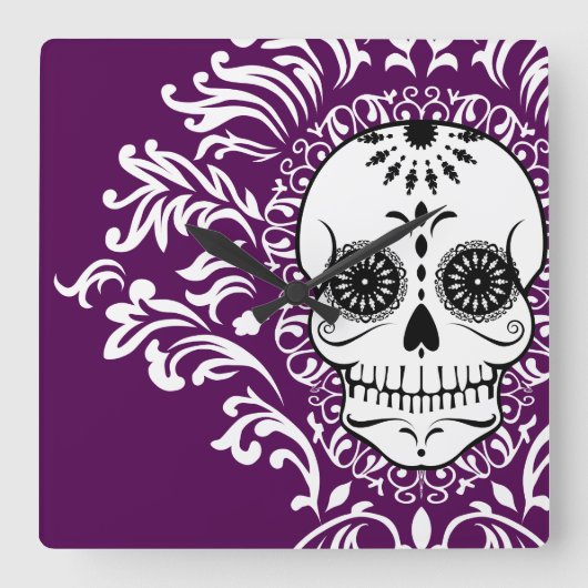 Dode schade - Chic Sugar Skull Wall klok (Voorkant)