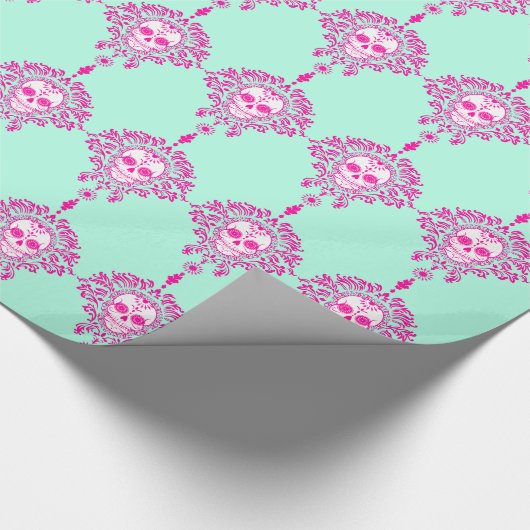 Dode schade - Chic Sugar Skulls Wrapping Paper Cadeaupapier (Hoek)