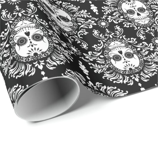 Dode schade - Chic Sugar Skulls Wrapping Paper Cadeaupapier (Rol Hoek)