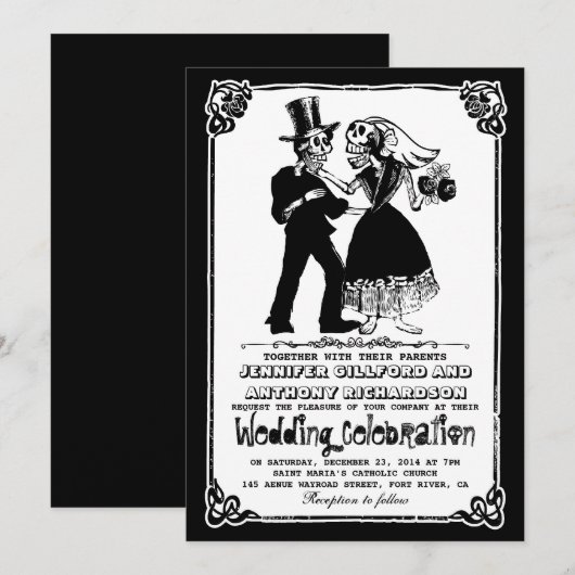 Dode Skeleton paar huwelijksuitnodigingen Kaart (Voorkant / Achterkant)