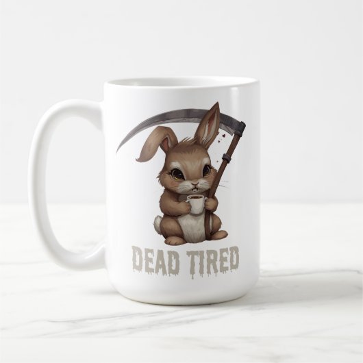 Dode vermoeide Schattigee Bunny Grim Reaper Coffee Koffiemok (Links)
