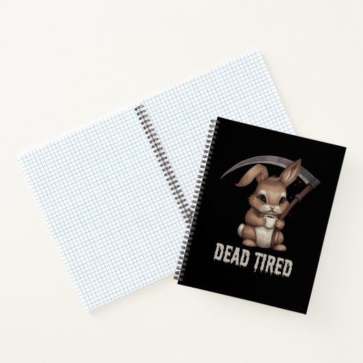 Dode vermoeide Schattigee Bunny Grim Reaper Coffee Notitieboek (Binnen)