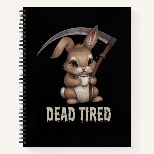 Dode vermoeide Schattigee Bunny Grim Reaper Coffee Notitieboek (Voorkant)