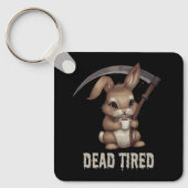 Dode vermoeide Schattigee Bunny Grim Reaper Coffee Sleutelhanger (Voorkant)