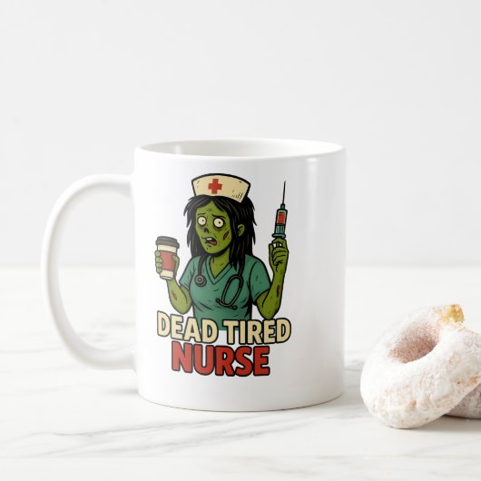 Dode Vermoeide Verpleegster Halloween Mok (Met donut)