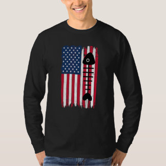 Dode Vis Botten Silhouet Amerikaanse Vlag USA Patr T-shirt