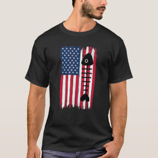 Dode Vis Botten Silhouet Amerikaanse Vlag USA Patr T-shirt