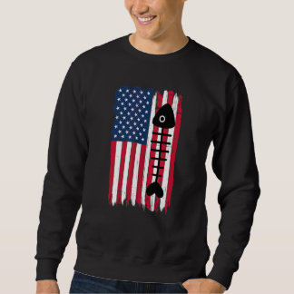 Dode Vis Botten Silhouet Amerikaanse Vlag USA Patr Trui